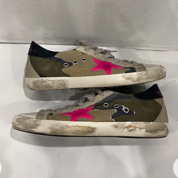 Golden Goose Women's Canvas Superstar Sneakers in Gray and Pink Sz 37 - Picture 3 of 8